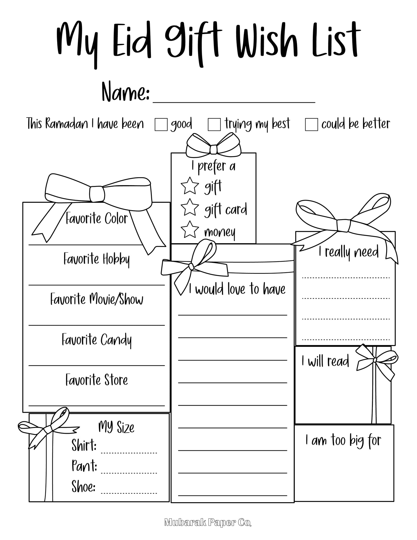 Eid Gift Wishlist - Design B