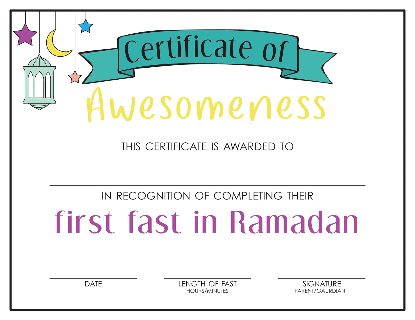 Fasting Certificate