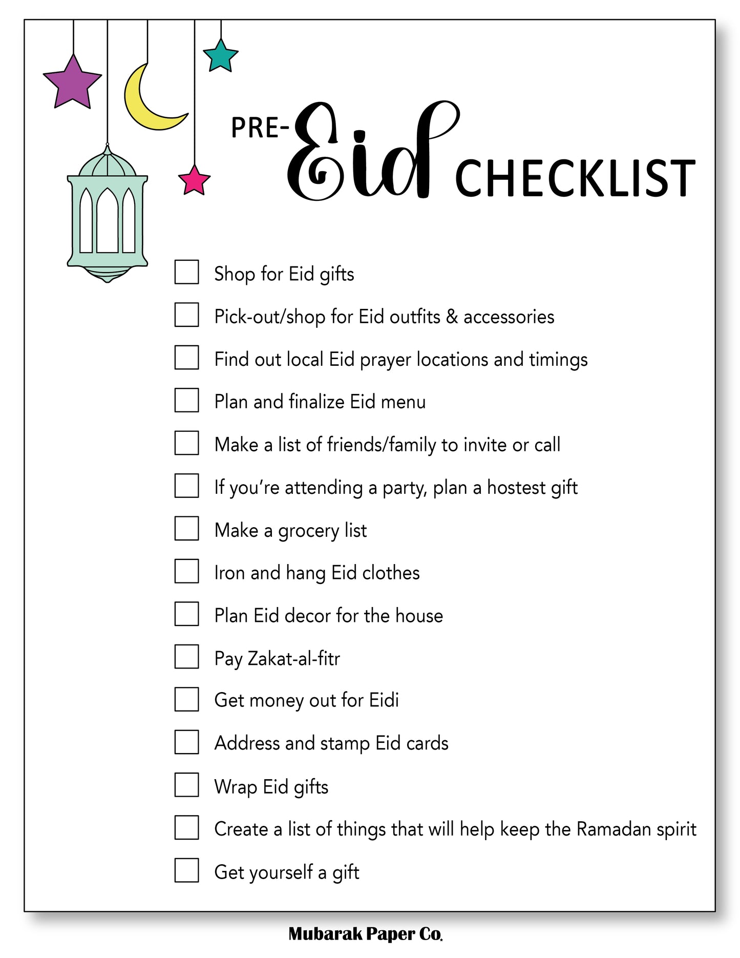 Pre-Eid Checklist