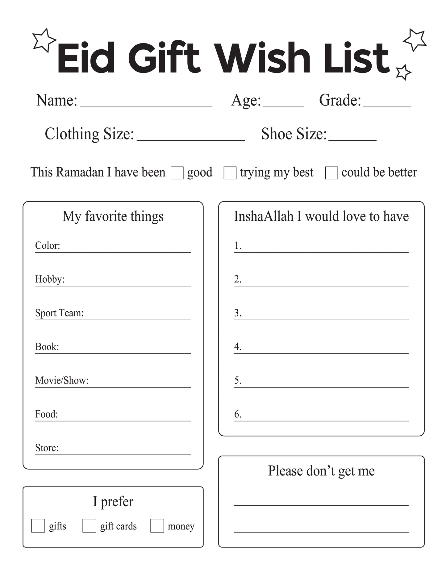 New Eid Gift Wishlist - Design C