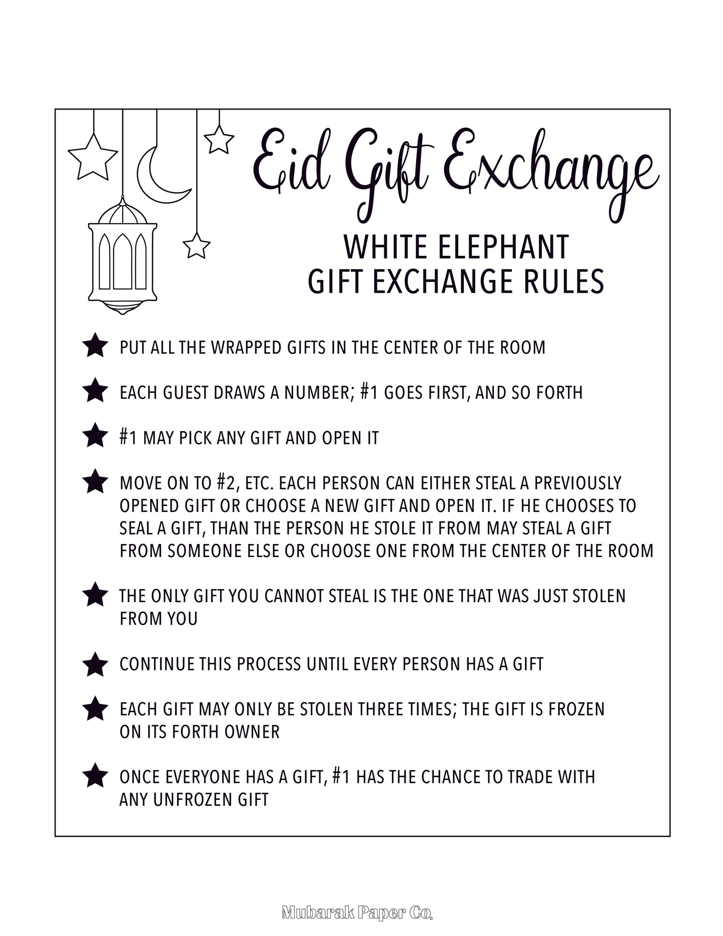 Eid Gift Exchange Game Rules