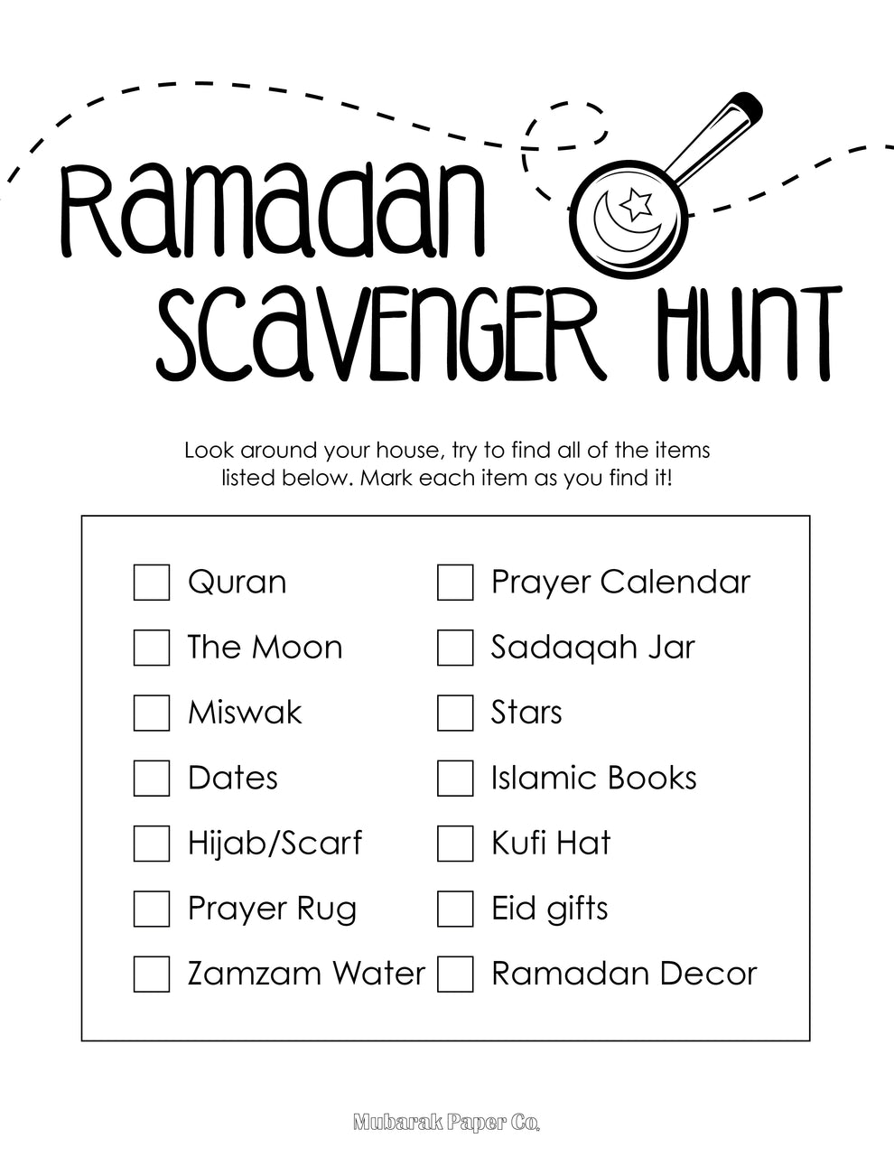Ramadan Scavenger Hunt – Mubarak Paper Co.